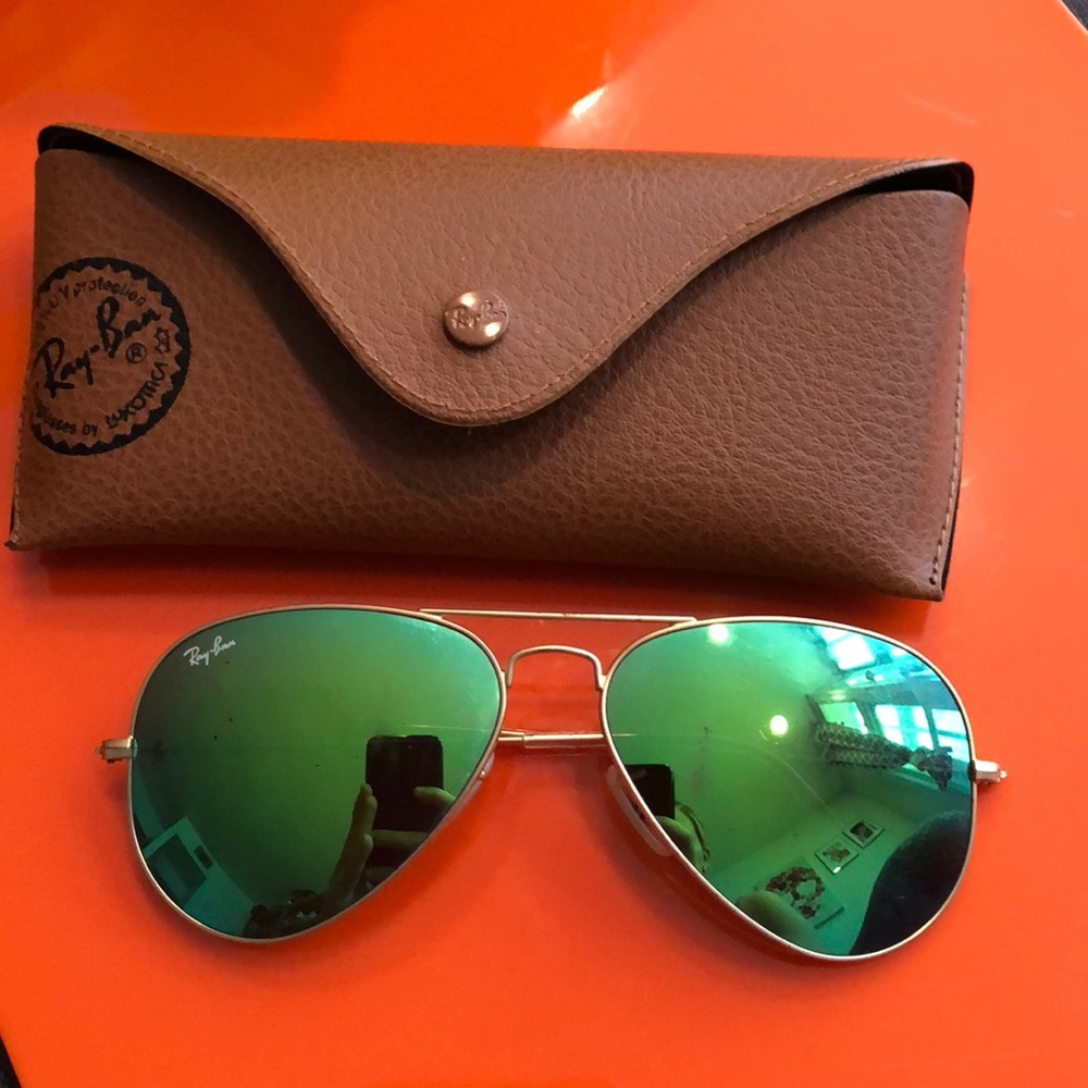 Green/Gold mirrored metal aviator RayBans